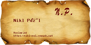 Nikl Pál névjegykártya